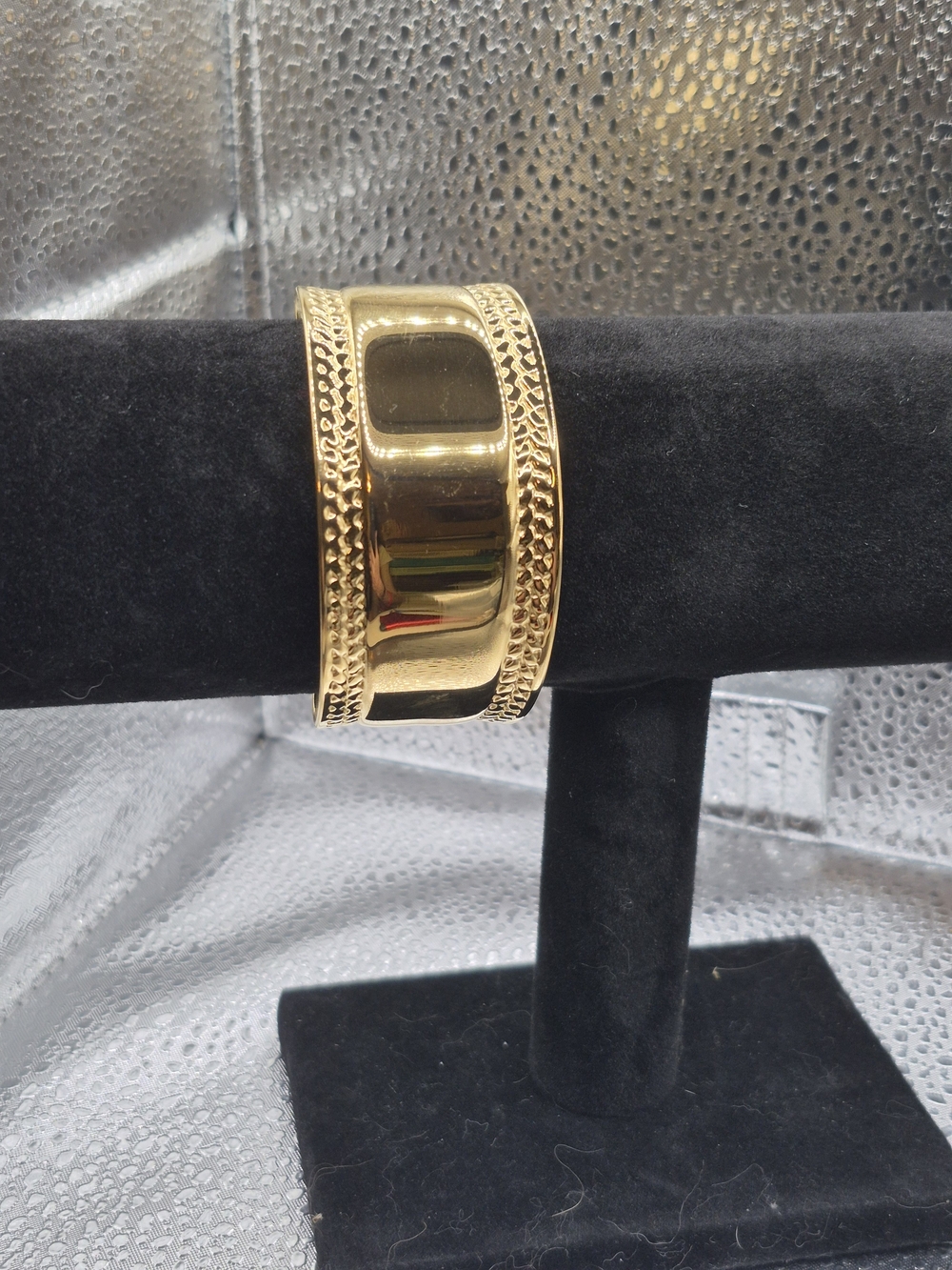 Classic Gold Wide Cuff Bracelet with Braided Edge